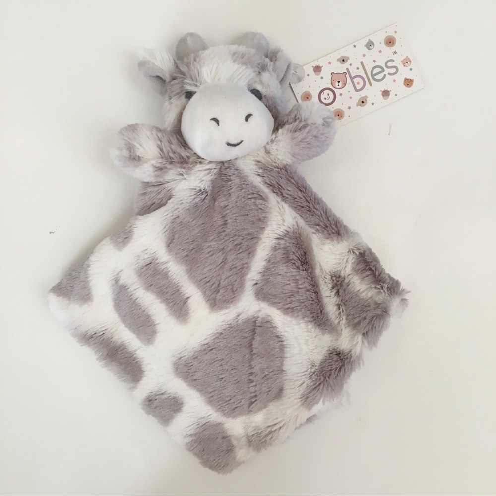 NEW Oobles Lovey Plush Gray White Security Blanket Soft Baby Toy Animal